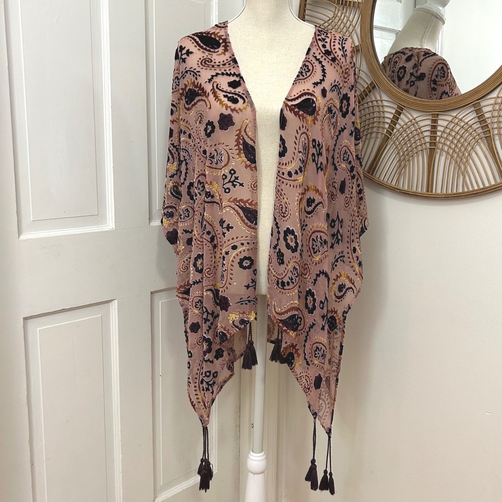 Japna Velvet Burnout Kimono Cardigan S-Lg Festival Dark Romantic Whimsigoth Boho